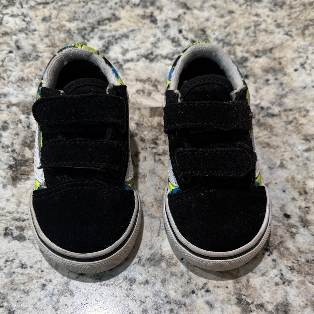 Vans Kids Black and White Sneakers with Velcro